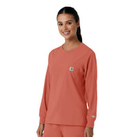 Force Cross-Flex Women's Crew Neck Long Sleeve Scrub Top Dusty Cedar side view