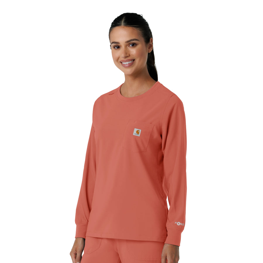 Force Cross-Flex Women's Crew Neck Long Sleeve Scrub Top Dusty Cedar side view