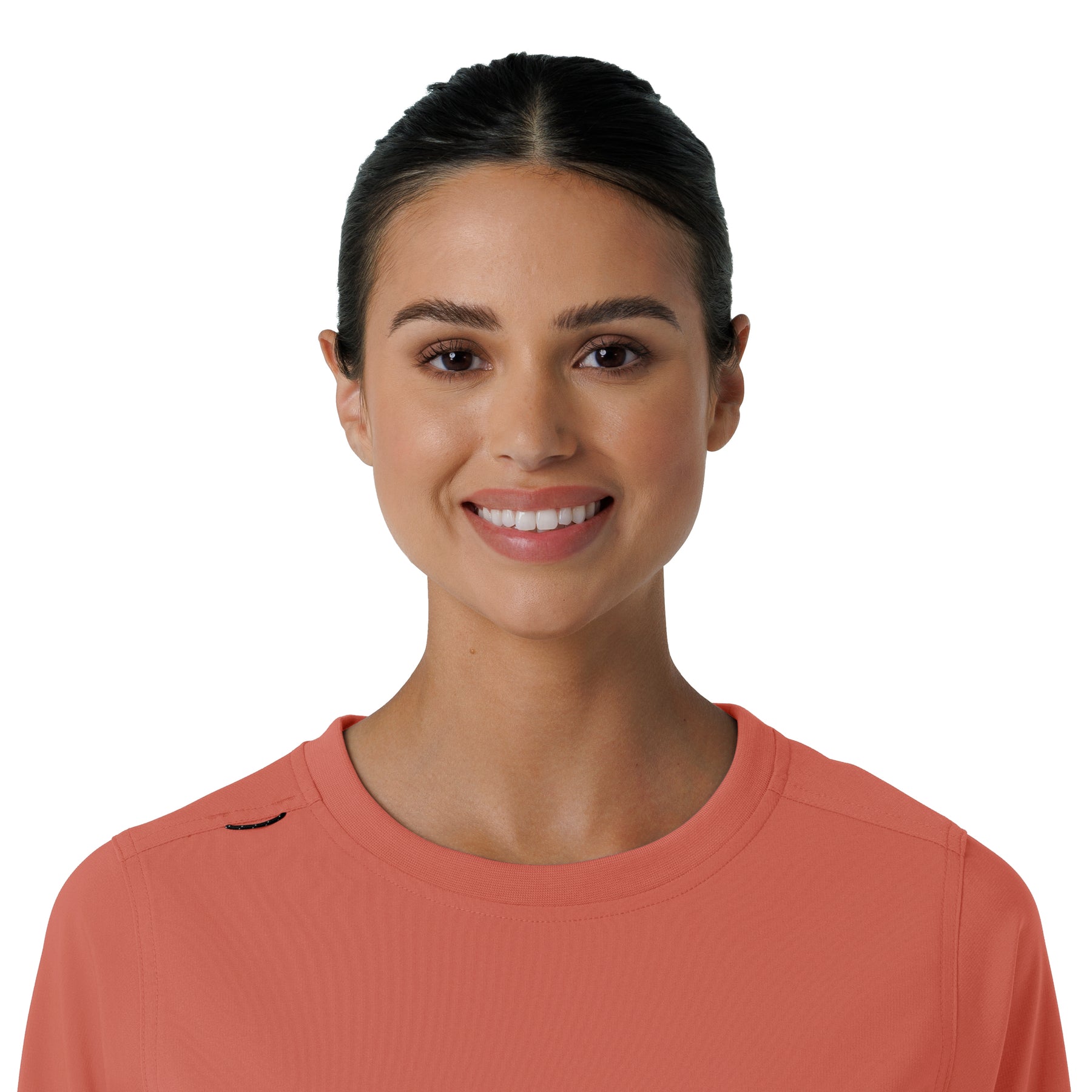 Force Cross-Flex Women's Crew Neck Long Sleeve Scrub Top Dusty Cedar front detail