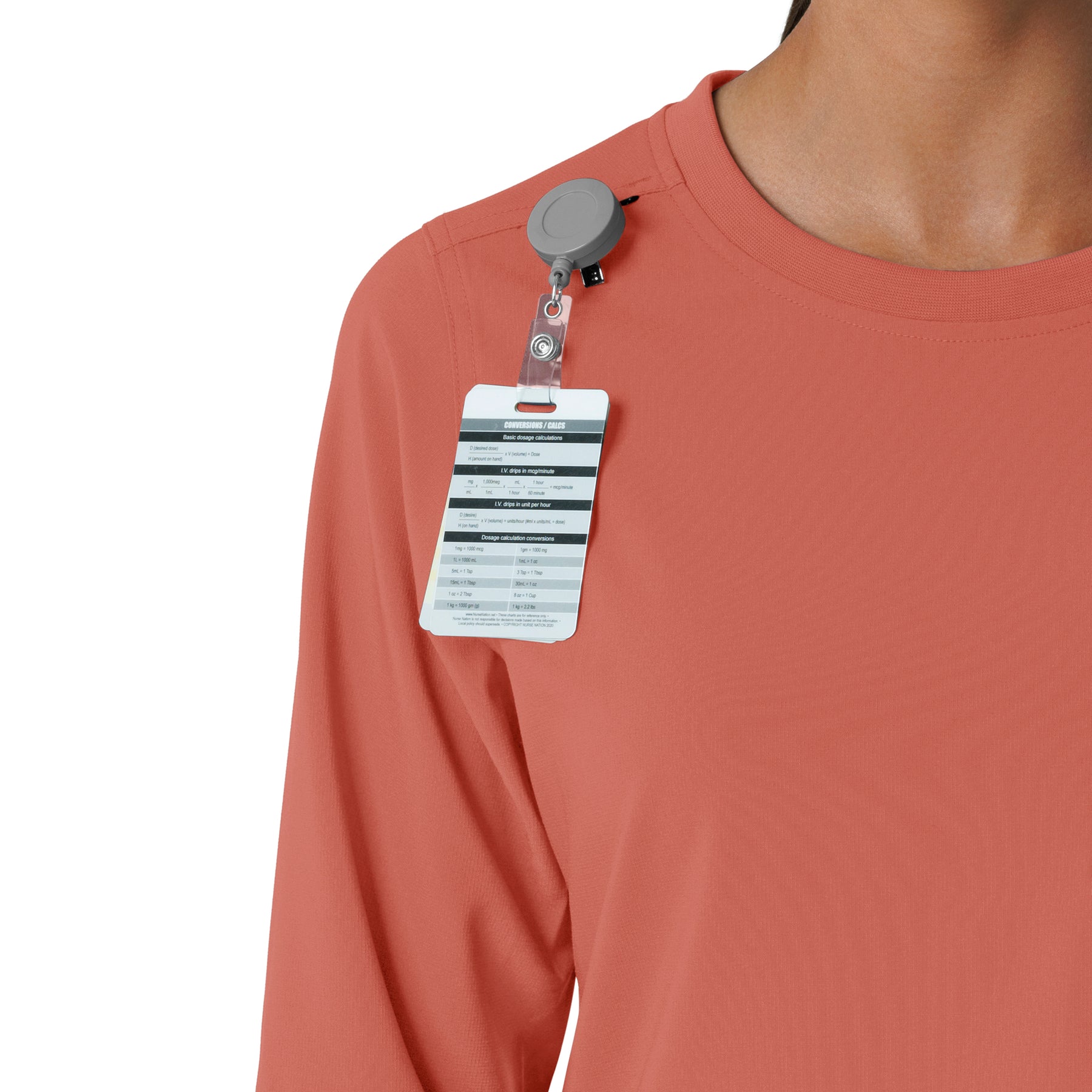 Force Cross-Flex Women's Crew Neck Long Sleeve Scrub Top Dusty Cedar side detail 1