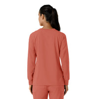 Force Cross-Flex Women's Crew Neck Long Sleeve Scrub Top Dusty Cedar back view
