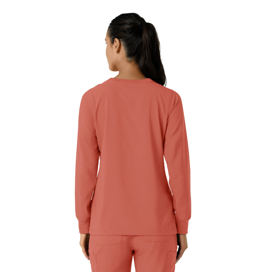 Force Cross-Flex Women's Crew Neck Long Sleeve Scrub Top Dusty Cedar back view
