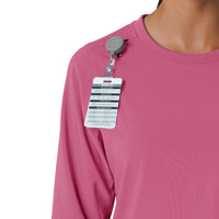 Force Cross-Flex Women's Crew Neck Long Sleeve Scrub Top Electric Fuschia side detail 1