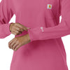 Force Cross-Flex Women's Crew Neck Long Sleeve Scrub Top Electric Fuschia hemline detail