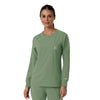 Force Cross-Flex Women's Crew Neck Long Sleeve Scrub Top Green Slate