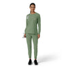 Force Cross-Flex Women's Crew Neck Long Sleeve Scrub Top Green Slate full scrub set