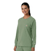 Force Cross-Flex Women's Crew Neck Long Sleeve Scrub Top Green Slate side view
