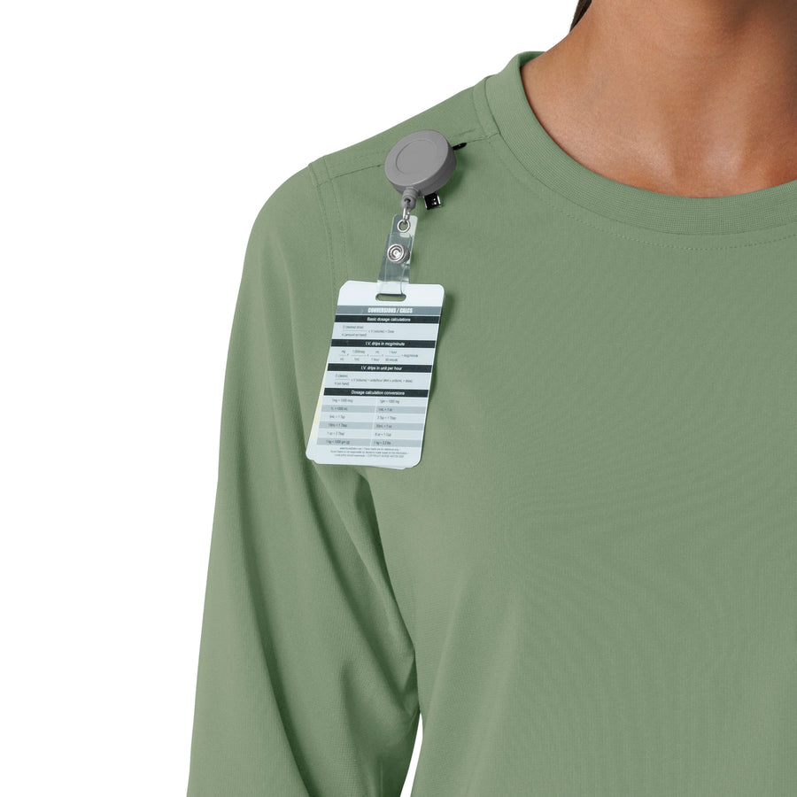 Force Cross-Flex Women's Crew Neck Long Sleeve Scrub Top Green Slate side detail 1
