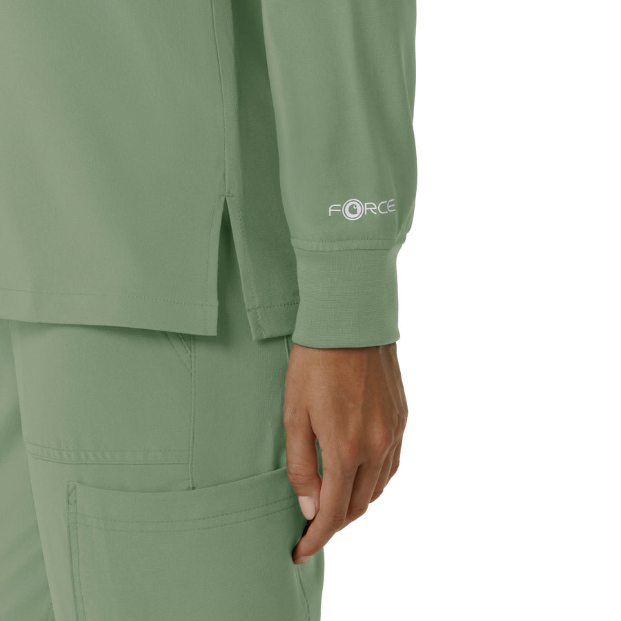 Force Cross-Flex Women's Crew Neck Long Sleeve Scrub Top Green Slate back detail