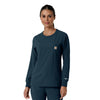 Force Cross-Flex Women's Crew Neck Long Sleeve Scrub Top Navy