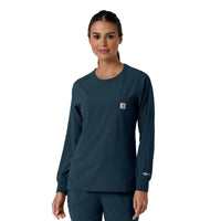 Force Cross-Flex Women's Crew Neck Long Sleeve Scrub Top Navy