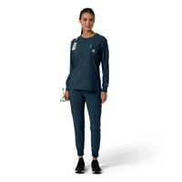Force Cross-Flex Women's Crew Neck Long Sleeve Scrub Top Navy full scrub set