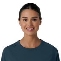 Force Cross-Flex Women's Crew Neck Long Sleeve Scrub Top Navy front detail