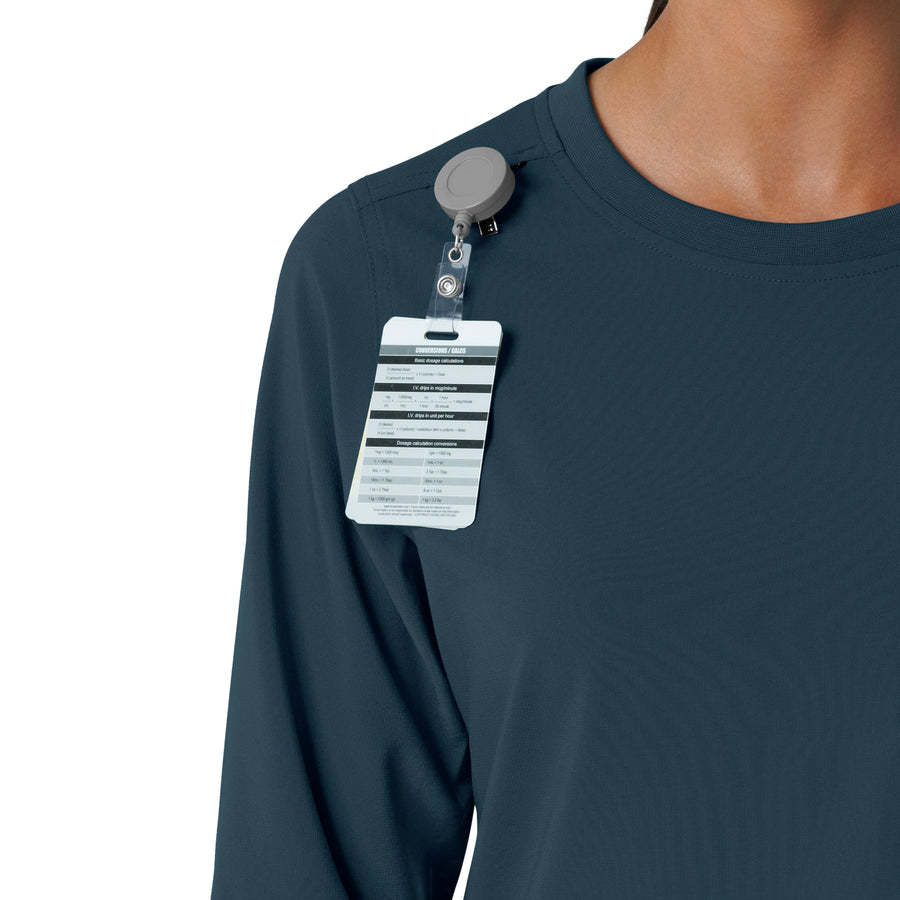 Force Cross-Flex Women's Crew Neck Long Sleeve Scrub Top Navy side detail 1