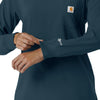 Force Cross-Flex Women's Crew Neck Long Sleeve Scrub Top Navy hemline detail