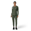Force Cross-Flex Women's Crew Neck Long Sleeve Scrub Top Olive full scrub set