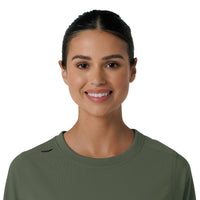 Force Cross-Flex Women's Crew Neck Long Sleeve Scrub Top Olive front detail