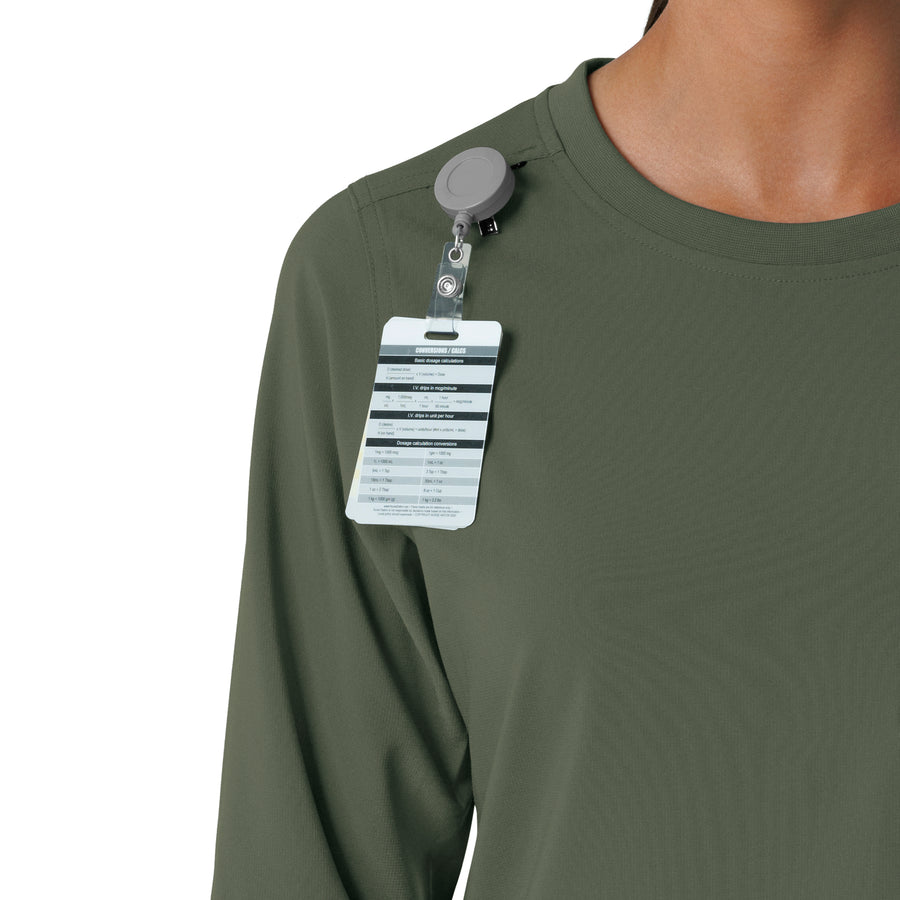 Force Cross-Flex Women's Crew Neck Long Sleeve Scrub Top Olive side detail 1