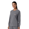 Force Cross-Flex Women's Crew Neck Long Sleeve Scrub Top Pewter side view