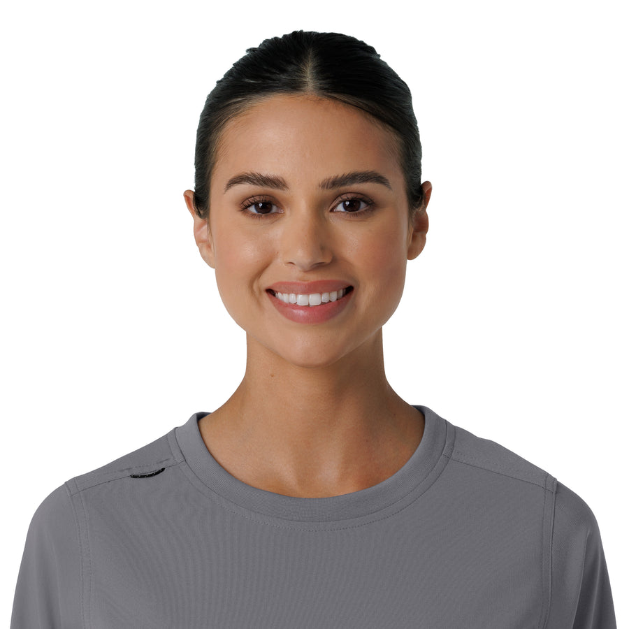 Force Cross-Flex Women's Crew Neck Long Sleeve Scrub Top Pewter front detail