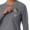 Force Cross-Flex Women's Crew Neck Long Sleeve Scrub Top Pewter side detail 2