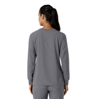 Force Cross-Flex Women's Crew Neck Long Sleeve Scrub Top Pewter back view