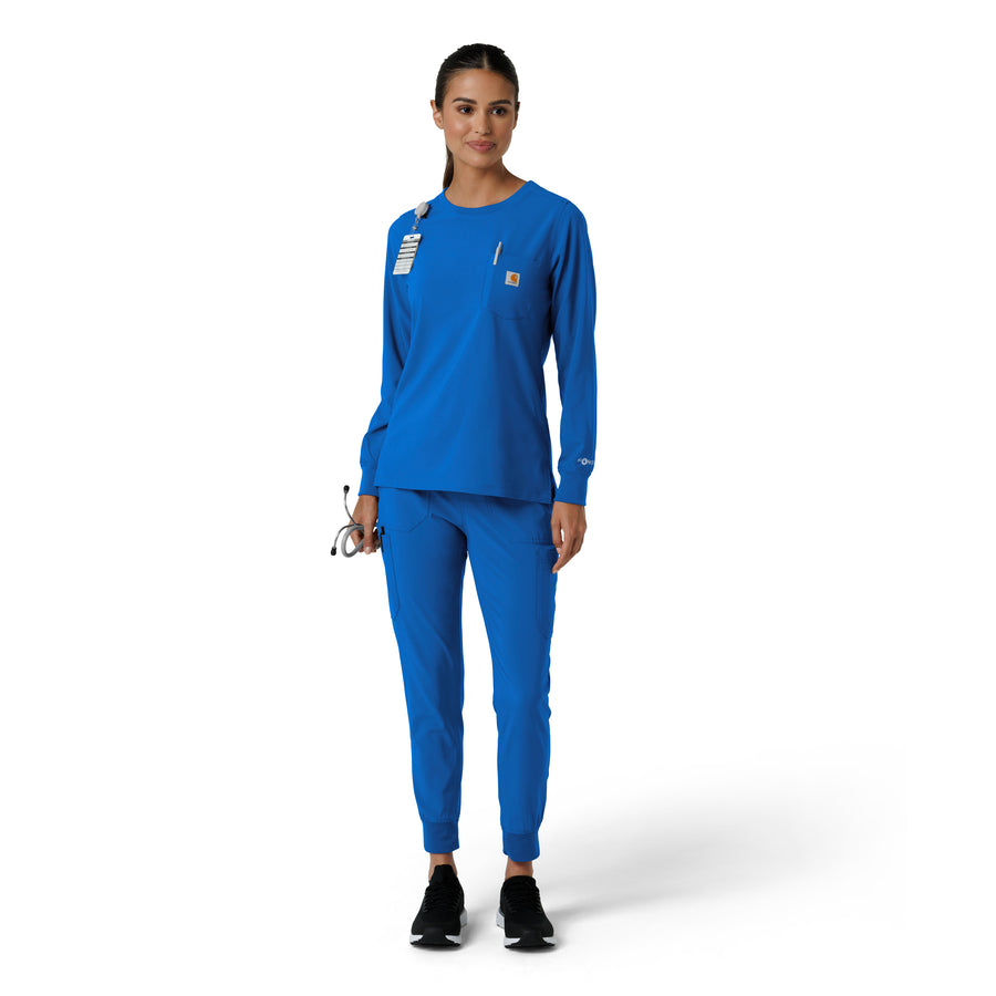 Force Cross-Flex Women's Crew Neck Long Sleeve Scrub Top Royal full scrub set