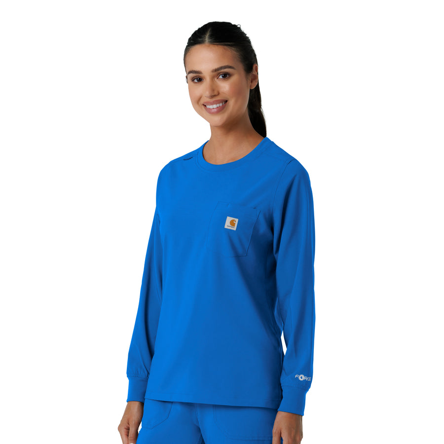 Force Cross-Flex Women's Crew Neck Long Sleeve Scrub Top Royal side view