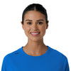 Force Cross-Flex Women's Crew Neck Long Sleeve Scrub Top Royal front detail