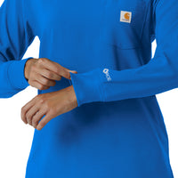 Force Cross-Flex Women's Crew Neck Long Sleeve Scrub Top Royal hemline detail