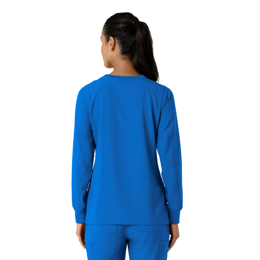 Force Cross-Flex Women's Crew Neck Long Sleeve Scrub Top Royal back view