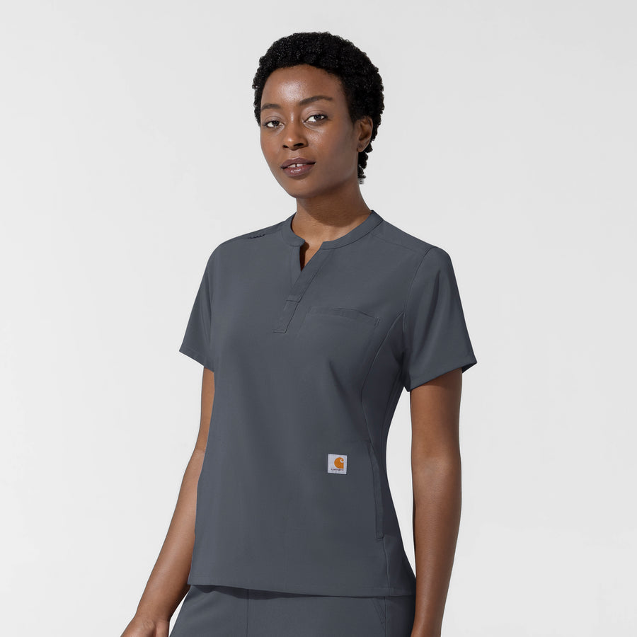 Carhartt Cross-Flex Women's Chest Pocket Scrub Top - Approaching Storm side