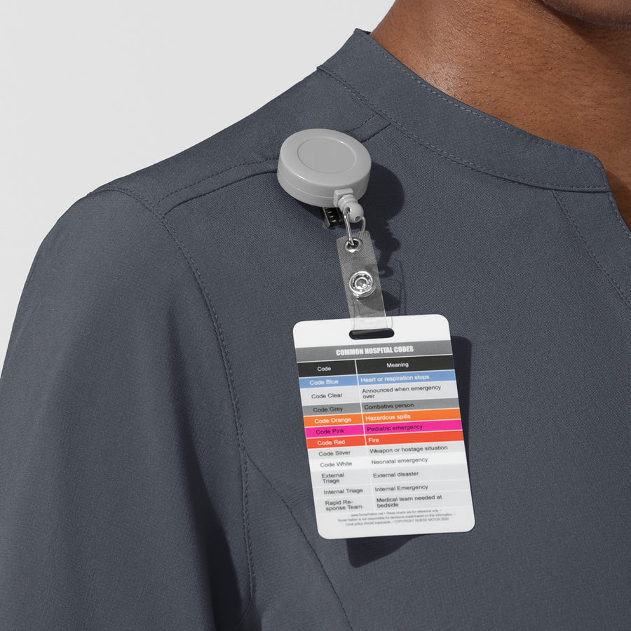 Carhartt Cross-Flex Women's Chest Pocket Scrub Top - Approaching Storm badge loop