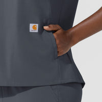 Carhartt Cross-Flex Women's Chest Pocket Scrub Top - Approaching Storm side pocket