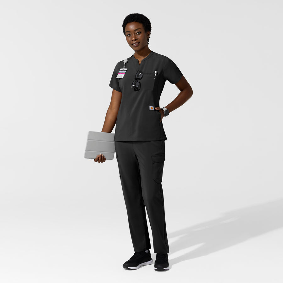 Carhartt Cross-Flex Women's Chest Pocket Scrub Top - Black scrub set