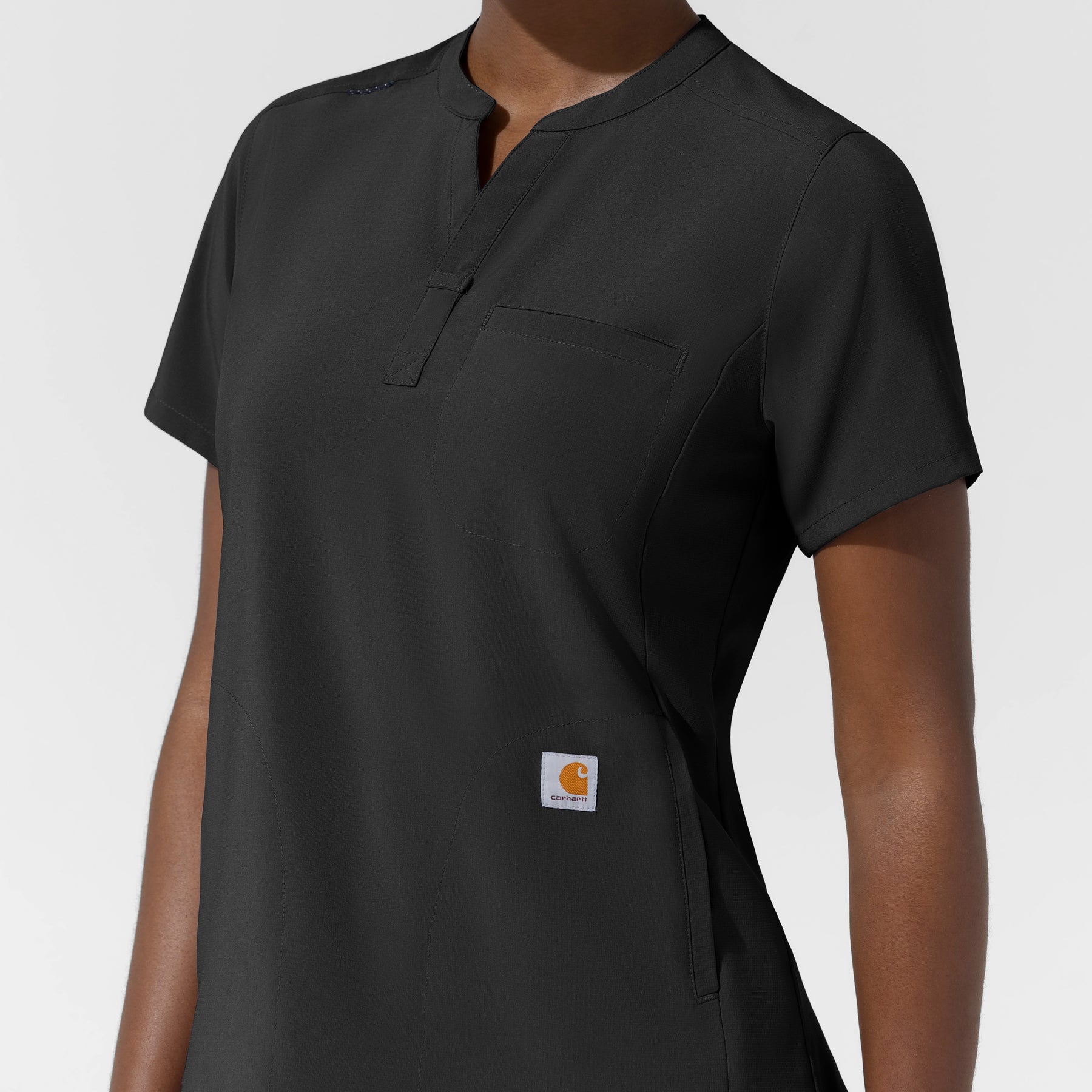 Carhartt Cross-Flex Women's Chest Pocket Scrub Top - Black side detail