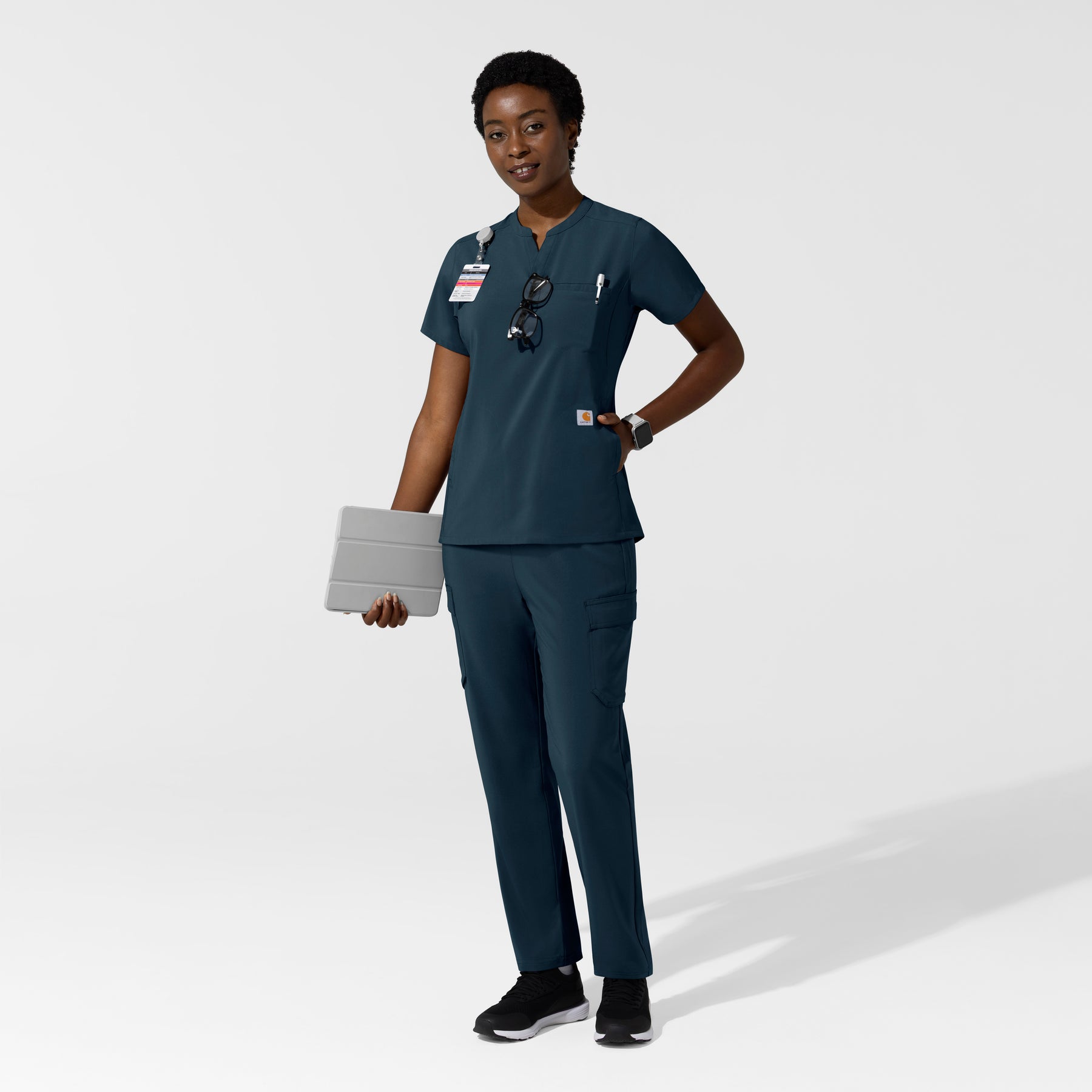 Carhartt Cross-Flex Women's Chest Pocket Scrub Top - Navy scrub set