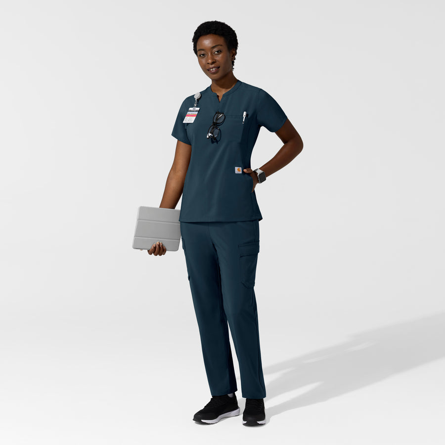 Carhartt Cross-Flex Women's Chest Pocket Scrub Top - Navy scrub set