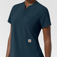 Carhartt Cross-Flex Women's Chest Pocket Scrub Top - Navy side detail