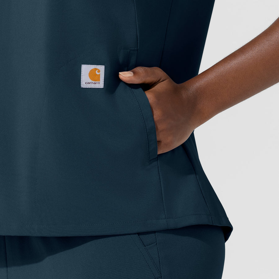 Carhartt Cross-Flex Women's Chest Pocket Scrub Top - Navy side pocket