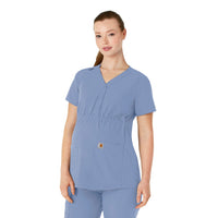 Force Essentials Women's Henley Maternity Scrub Top Ceil Blue