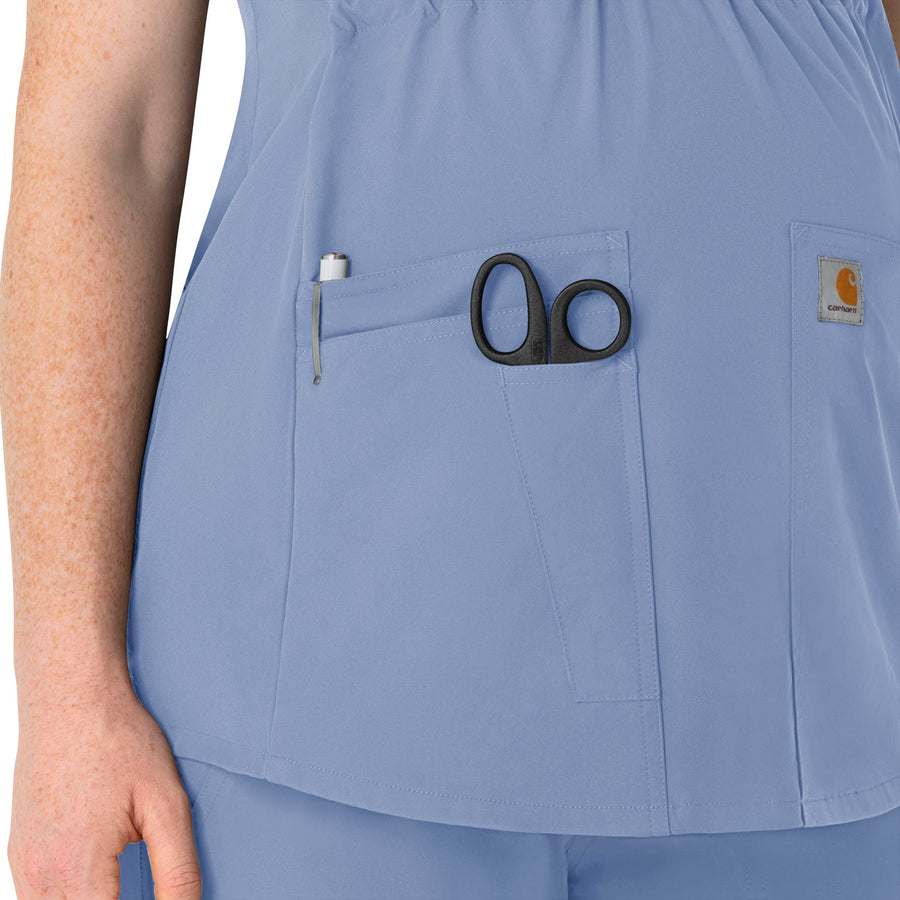 Force Essentials Women's Henley Maternity Scrub Top Ceil Blue side detail 1