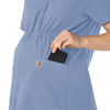 Force Essentials Women's Henley Maternity Scrub Top Ceil Blue side detail 2