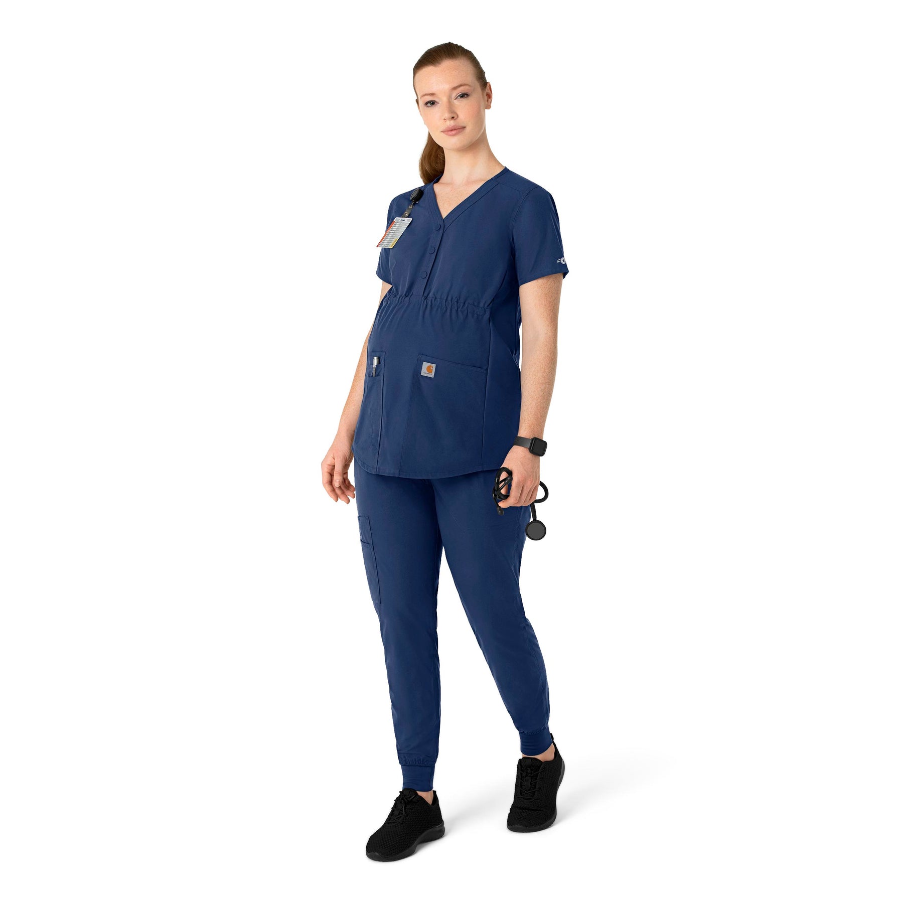 Force Essentials Women's Henley Maternity Scrub Top Navy full scrub set