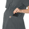 Force Essentials Women's Henley Maternity Scrub Top Pewter side detail 2