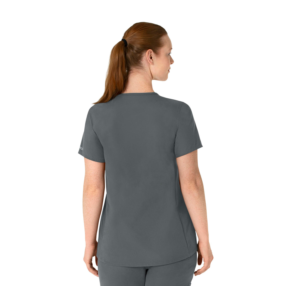 Force Essentials Women's Henley Maternity Scrub Top Pewter back view