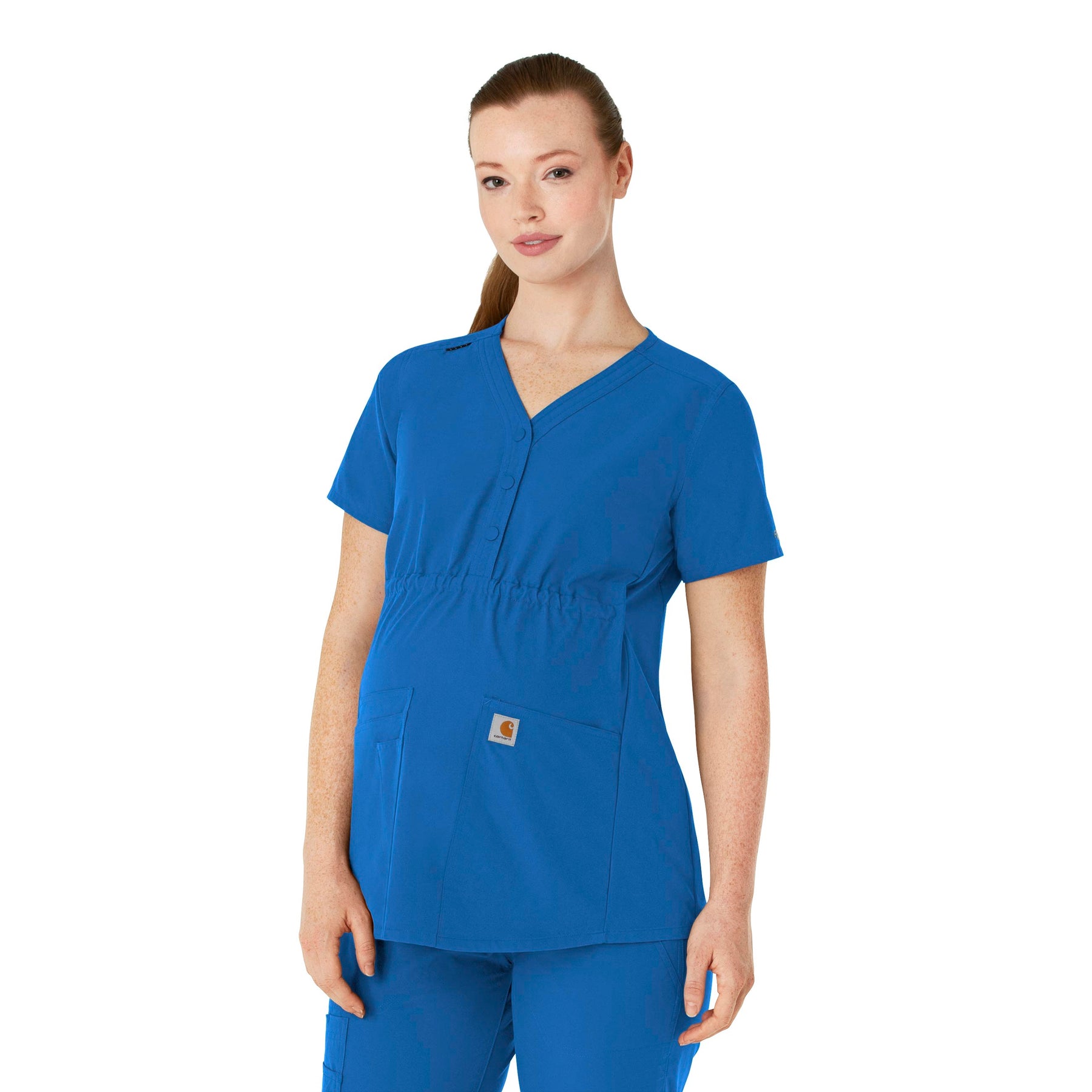 Force Essentials Women's Henley Maternity Scrub Top Royal