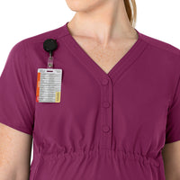 Force Essentials Women's Henley Maternity Scrub Top Wine front detail