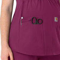 Force Essentials Women's Henley Maternity Scrub Top Wine side detail 1