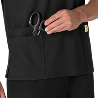 Force Essentials Unisex V-Neck 6-Pocket Scrub Top Black side detail 1